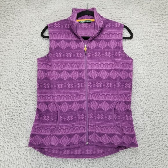 Woolrich Jacket Womens Small Purple Snowflake Full Zip Fleece Vest Gorpcore - Picture 1 of 10